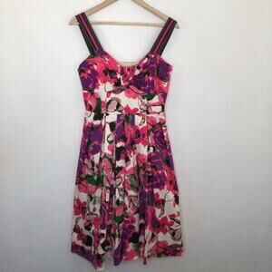 Jax Pink Green Floral Sleeveless Padded Top Dress Size 12